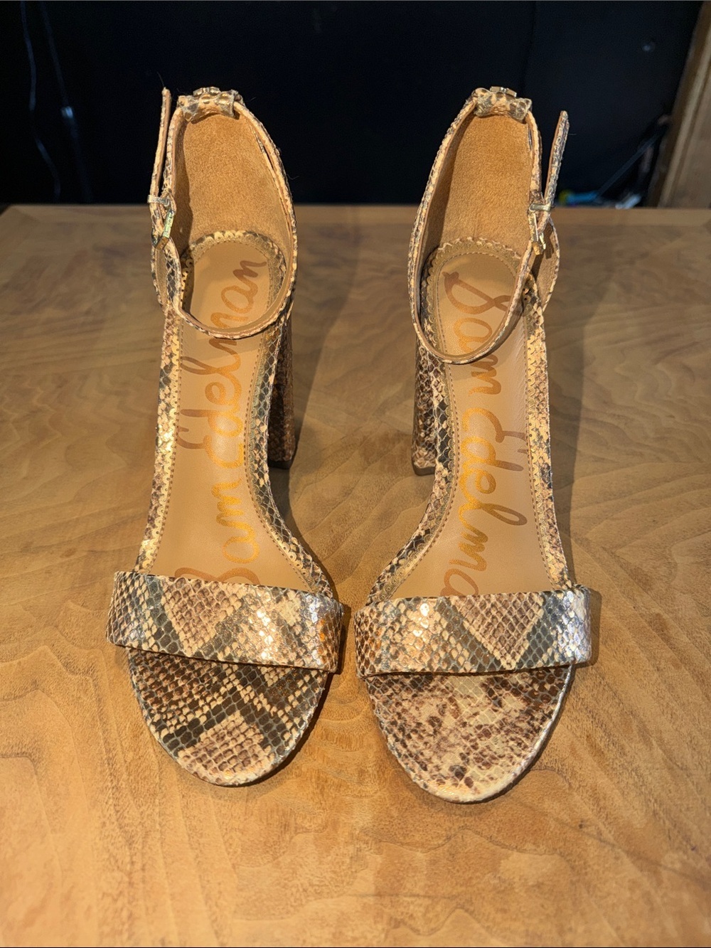 Sam Edelman Yaro Snake Print Block Heels Size 8.5